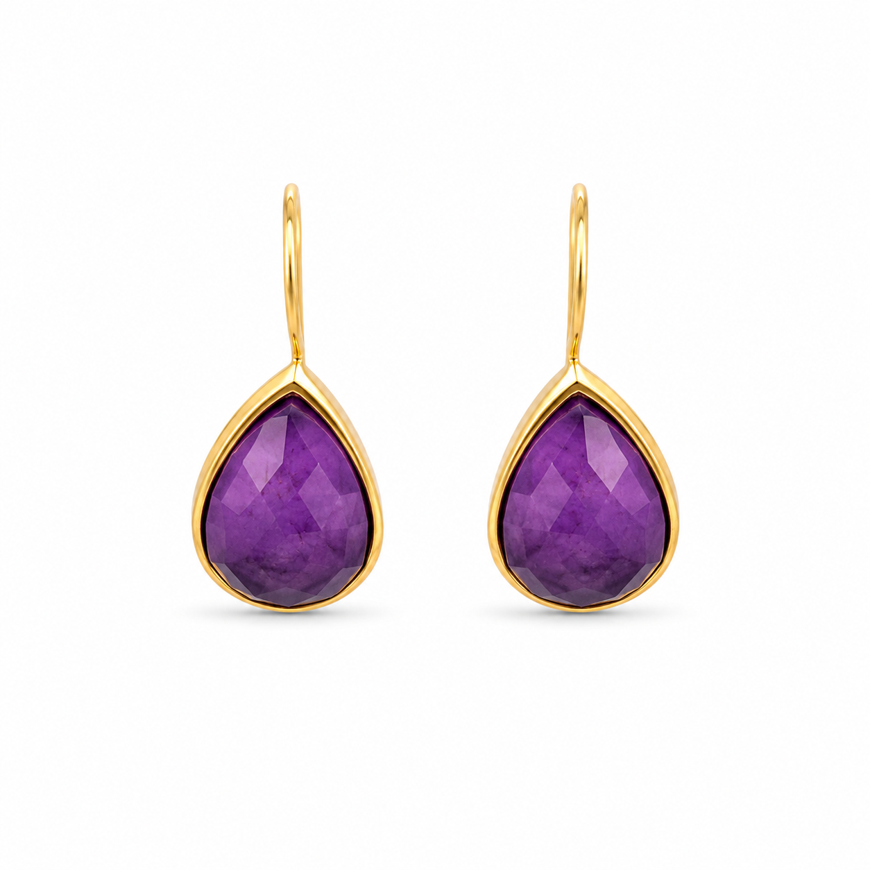PEAR AMETHYST DROP EARRINGS — ΣΚΟΥΛΑΡΙΚΙΑ ΑΣΗΜΙ 925 ΕΠΙΧΡΥΣΟ ΣΤΑΓΟΝΑ ΜΕ ΑΜΕΘΥΣΤΟ