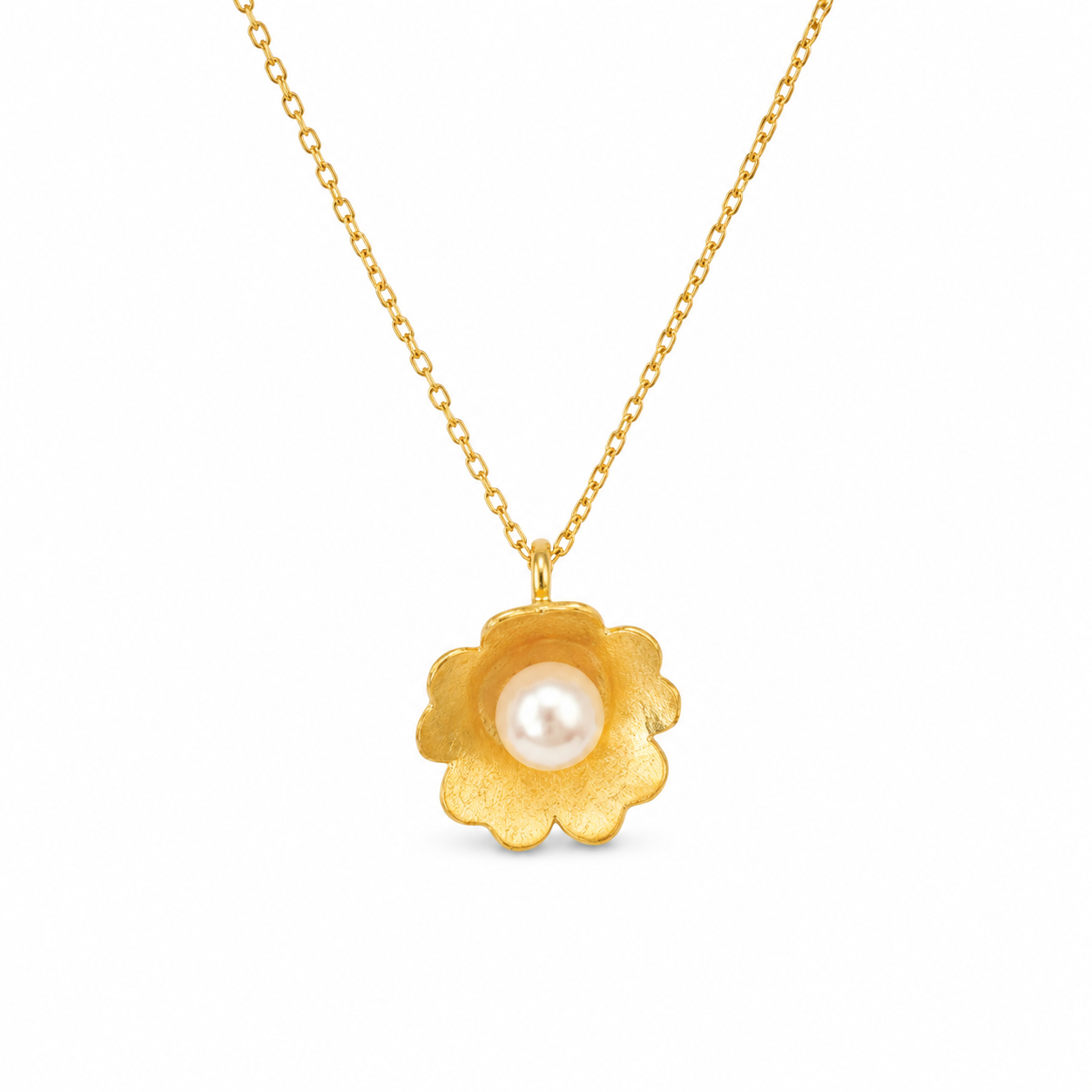BLOSSOM PEARL — ΚΟΛΙΕ ΑΣΗΜΙ 925 ΕΠΙΧΡΥΣΩΜΕΝΟ ΧΕΙΡΟΠΟΙΗΤΟ ΣΧΗΜΑ ΛΟΥΛΟΥΔΙΟΥ ΜΕ ΜΑΡΓΑΡΙΤΑΡΙ