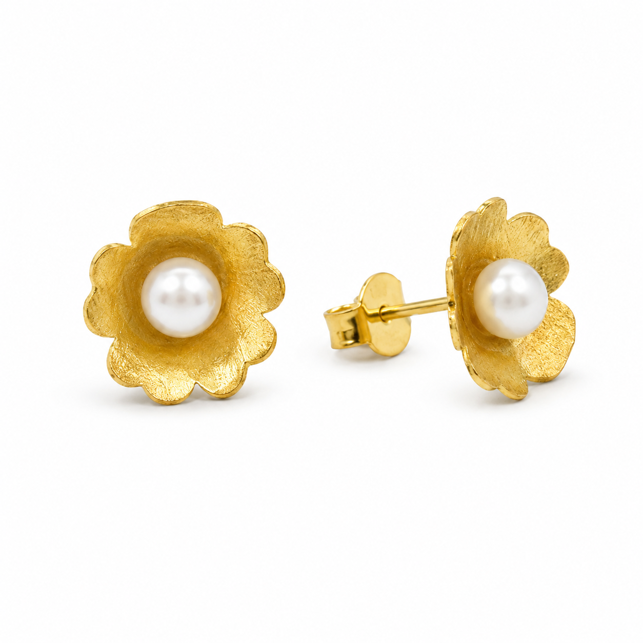BLOSSOM PEARL — ΣΚΟΥΛΑΡΙΚΙΑ ΚΑΡΦΩΤΑ ΑΣΗΜΙ 925 ΕΠΙΧΡΥΣΩΜΕΝΑ ΧΕΙΡΟΠΟΙΗΤΑ ΣΧΗΜΑ ΛΟΥΛΟΥΔΙΟΥ ΜΕ ΜΑΡΓΑΡΙΤΑΡΙ