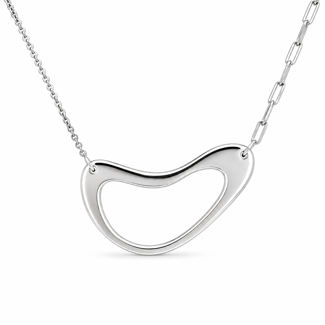 OPEN HEART FLOW — ΚΟΛΙΕ ΑΣΗΜΙ 925 ΓΕΩΜΕΤΡΙΚΟ ΣΧΕΔΙΟ ΚΑΡΔΙΑ