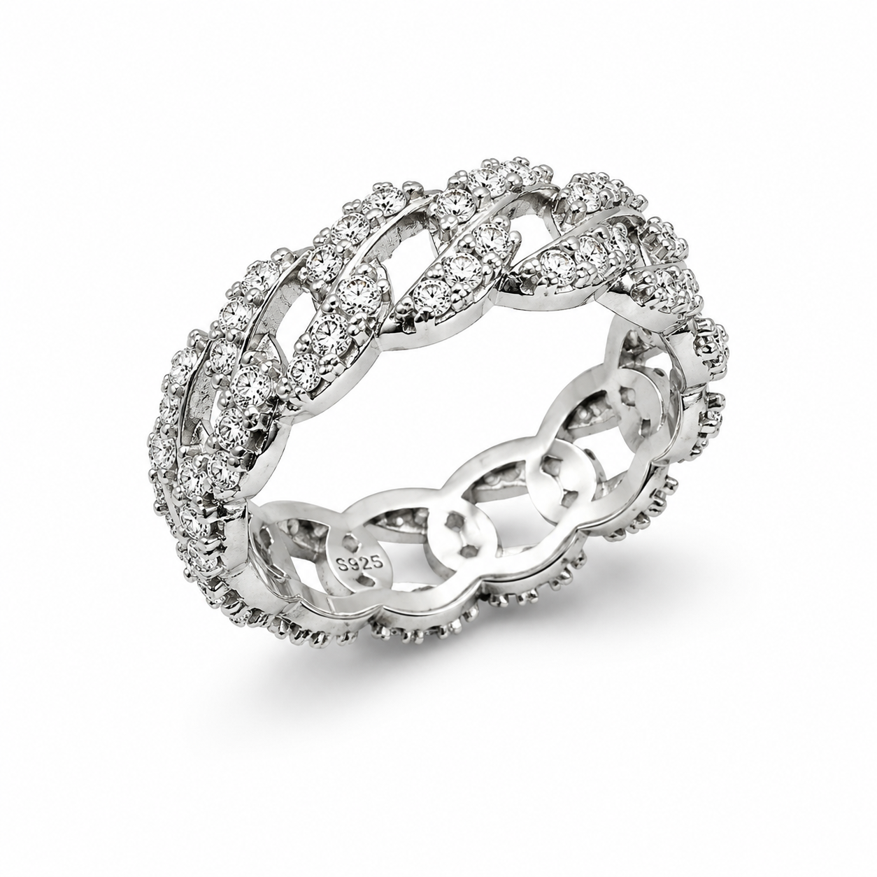 CHAIN LINK PAVE — ΔΑΧΤΥΛΙΔΙ ΑΣΗΜΙ 925 ΑΛΥΣΙΔΩΤΟ ΣΧΕΔΙΟ ΜΕ ΖΙΡΚΟΝΙΑ