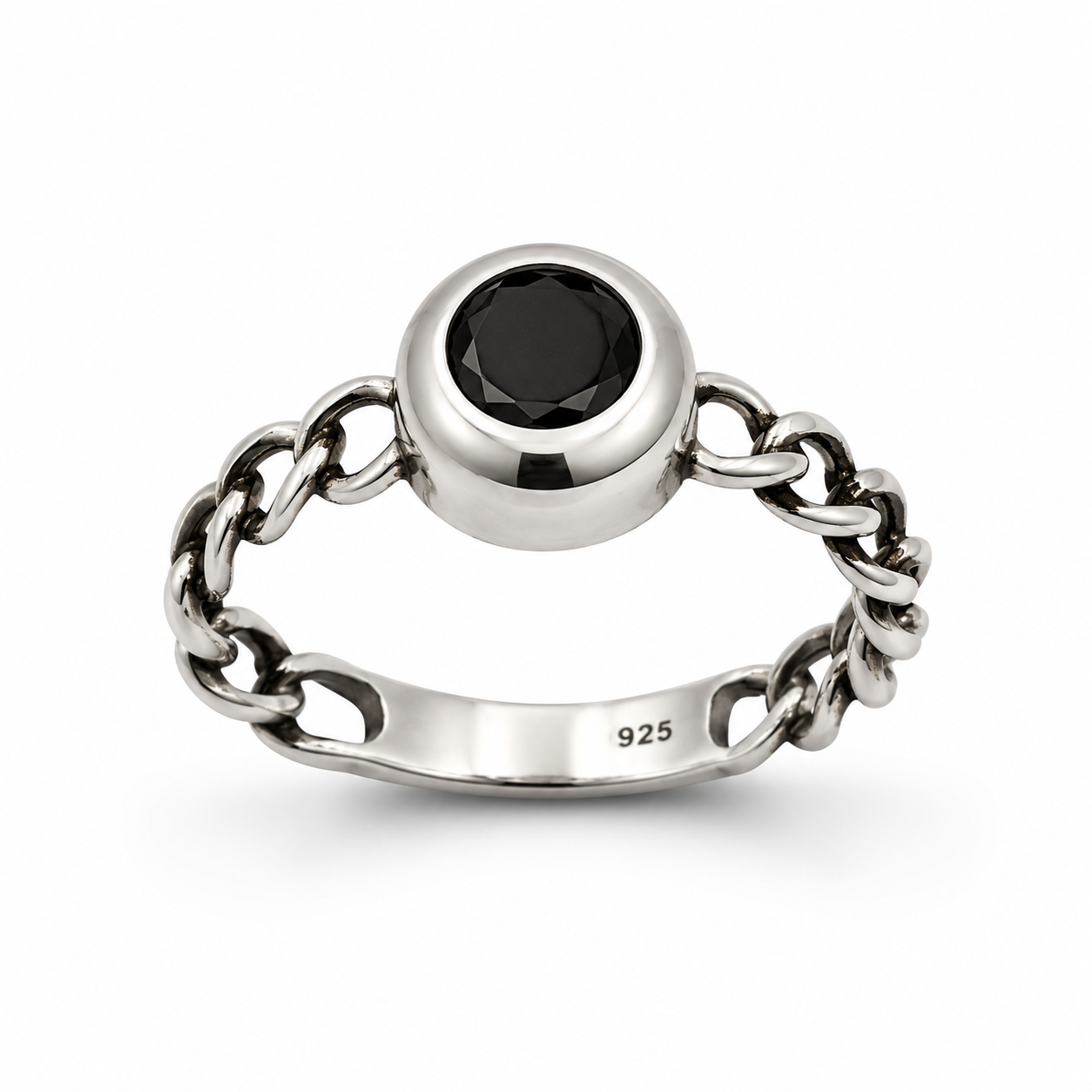 BLACK ONYX CHAIN — ΔΑΧΤΥΛΙΔΙ ΑΣΗΜΙ 925 ΑΛΥΣΙΔΩΤΟ ΜΕ ΜΑΥΡΟ ΟΝΥΧΑ