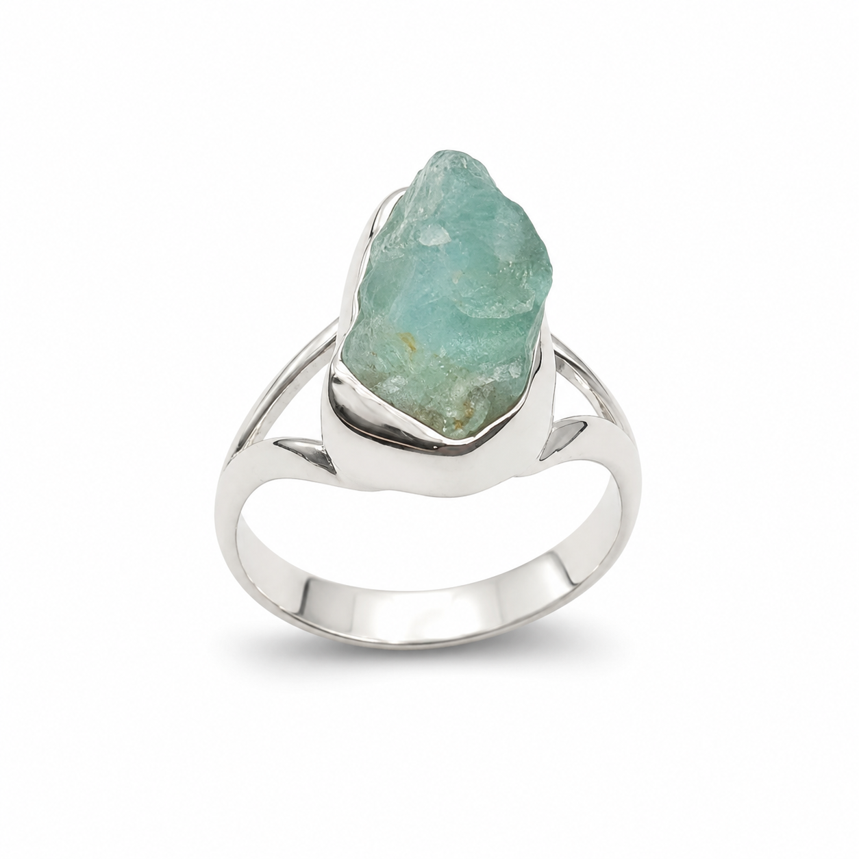 RAW AQUAMARINE — ΔΑΧΤΥΛΙΔΙ ΑΣΗΜΙ 925 ΜΕ ΑΚΑΤΕΡΓΑΣΤΗ ΑΚΟΥΑΜΑΡΙΝΑ