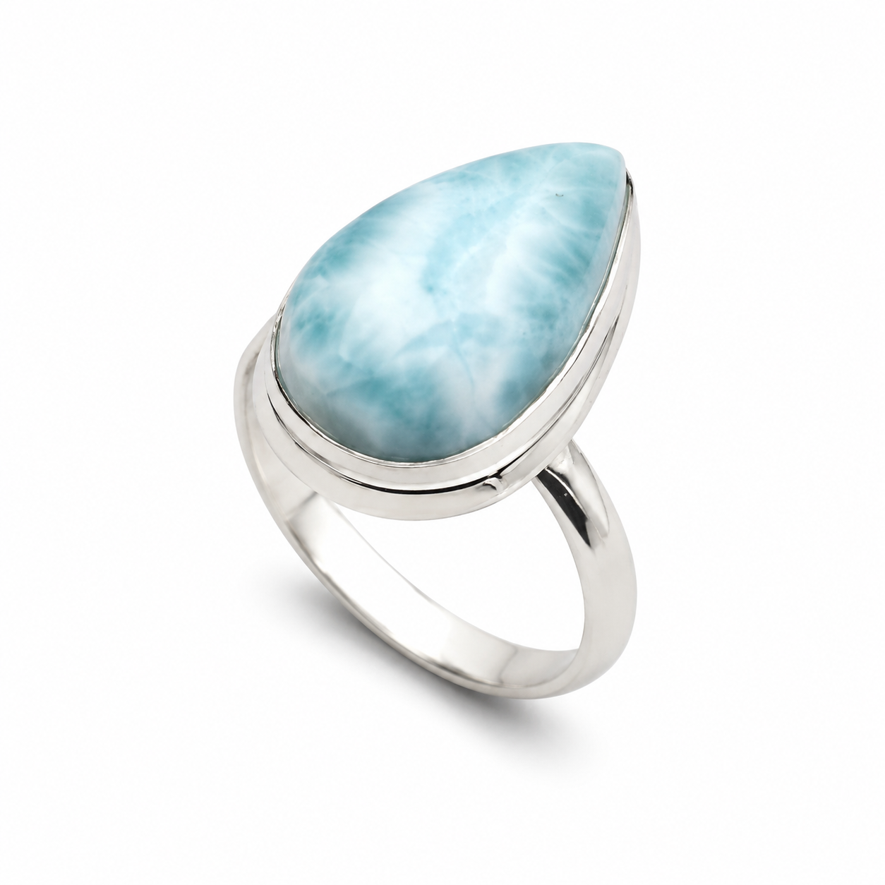LARIMAR TEARDROP — ΔΑΧΤΥΛΙΔΙ ΑΣΗΜΙ 925 ΜΕ LARIMAR