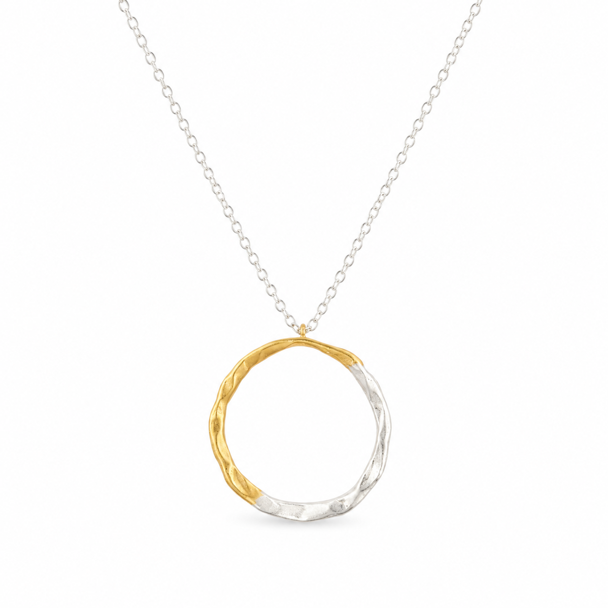 DUAL CIRCLE — ΚΟΛΙΕ ΑΣΗΜΙ 925 ΔΙΧΡΩΜΟ ΚΥΚΛΟΣ ΣΦΥΡΗΛΑΤΟ ΣΧΕΔΙΟ