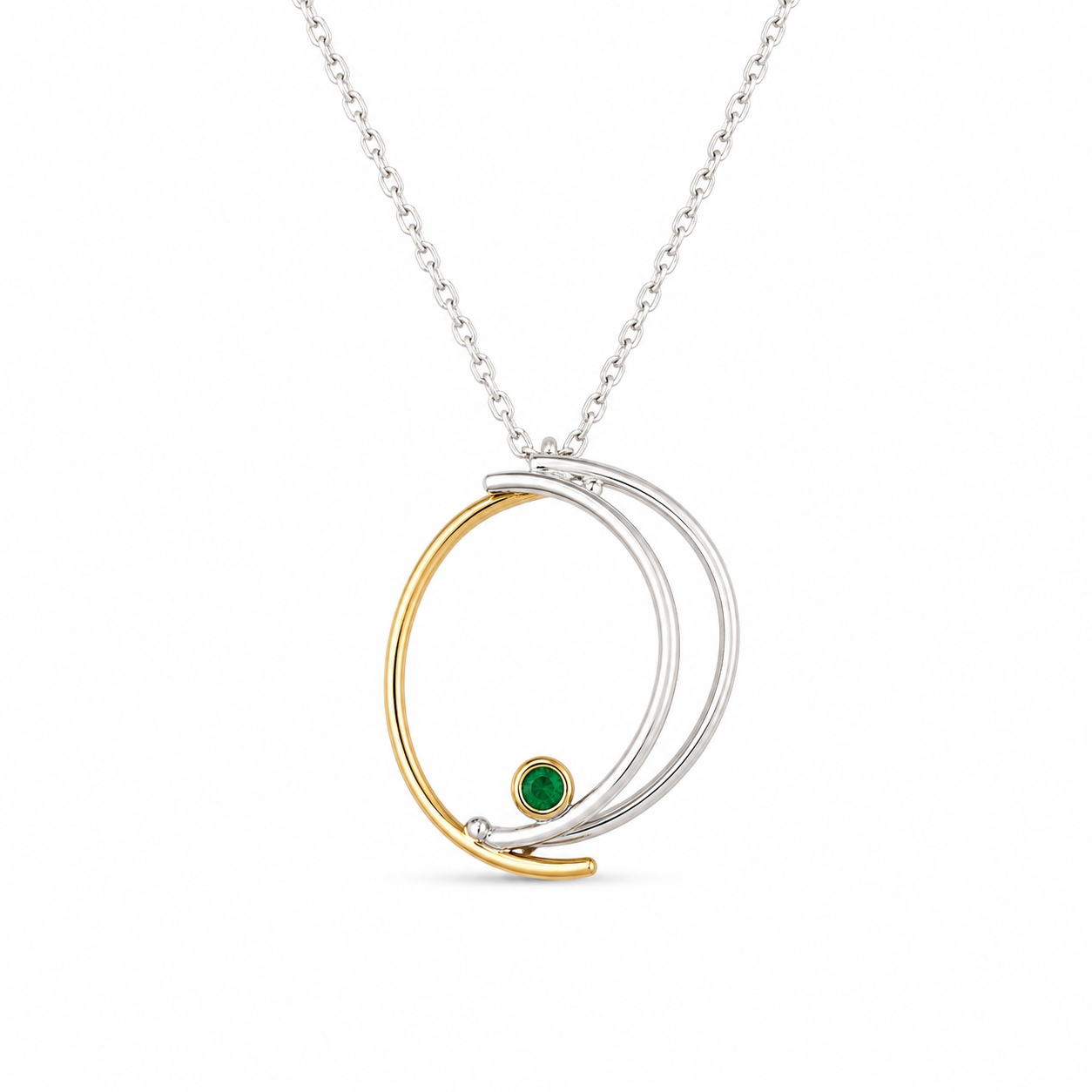 SPIRAL ORBIT AGATE — ΚΟΛΙΕ ΑΣΗΜΙ 925 ΔΙΧΡΩΜΟ ΣΠΙΡΑΛ ΜΕ ΑΧΑΤΗ