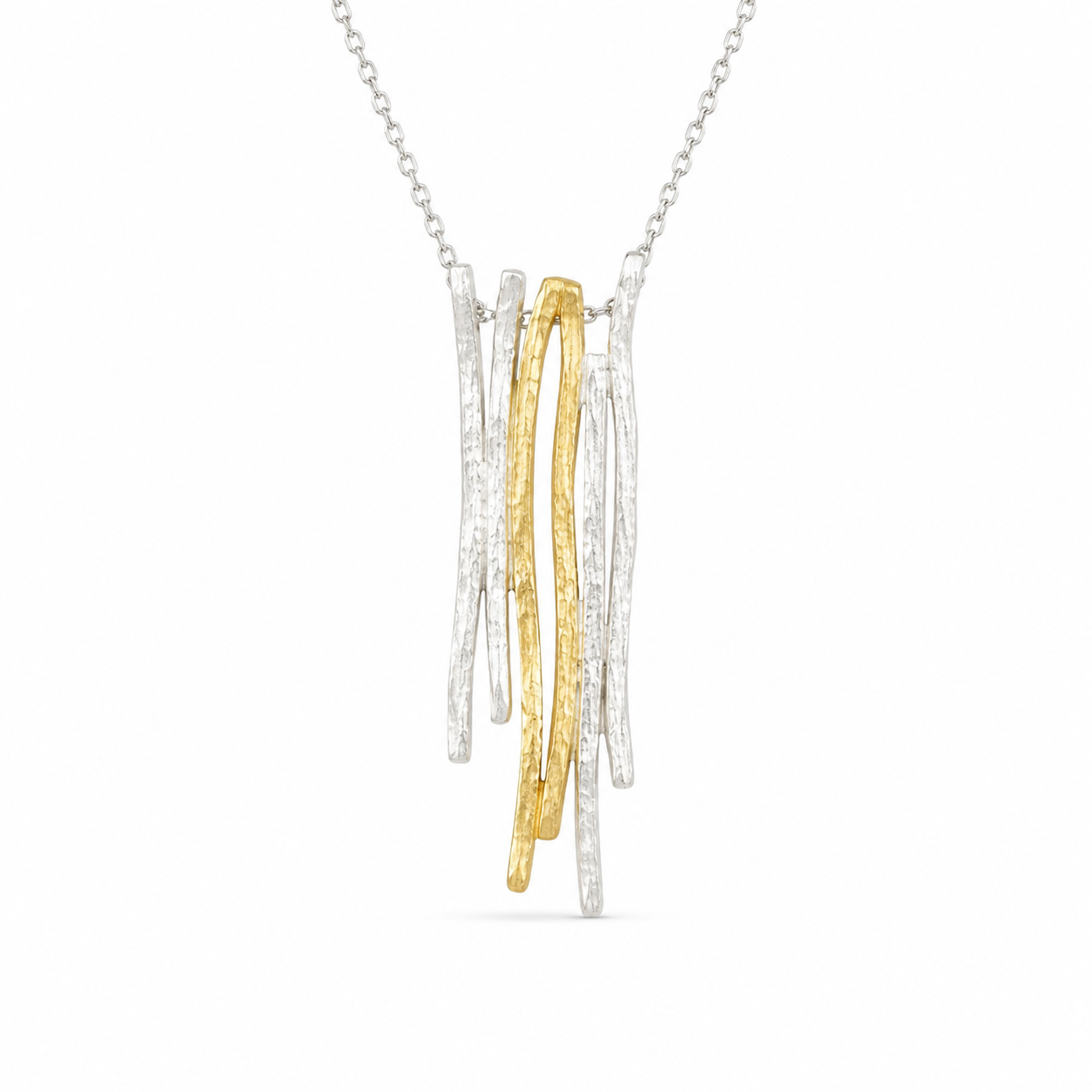 BAMBOO FRINGE — ΚΟΛΙΕ ΑΣΗΜΙ 925 ΔΙΧΡΩΜΟ ΚΑΤΑΚΟΡΥΦΕΣ ΡΑΒΔΟΙ