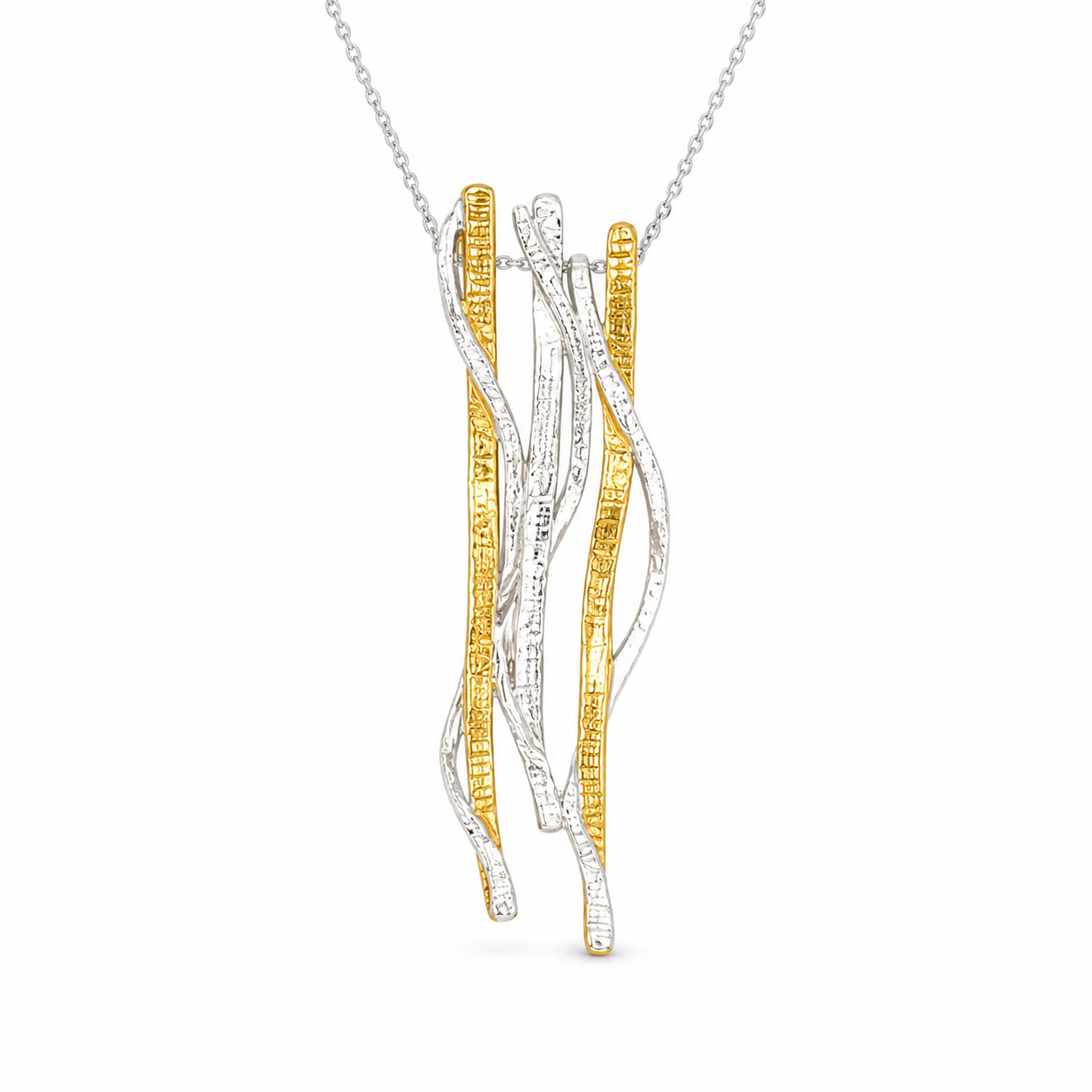 TANGLED REEDS — ΚΟΛΙΕ ΑΣΗΜΙ 925 ΔΙΧΡΩΜΟ ΠΟΛΛΑΠΛΑ ΚΑΘΕΤΑ ΚΛΑΔΙΑ