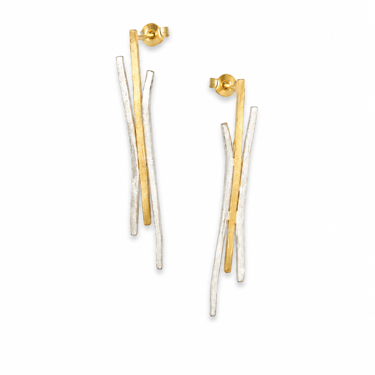 TANGLED REEDS — ΣΚΟΥΛΑΡΙΚΙΑ ΚΑΡΦΩΤΑ ΑΣΗΜΙ 925 ΔΙΧΡΩΜΟ ΠΟΛΛΑΠΛΑ ΚΑΘΕΤΑ ΚΛΑΔΙΑ
