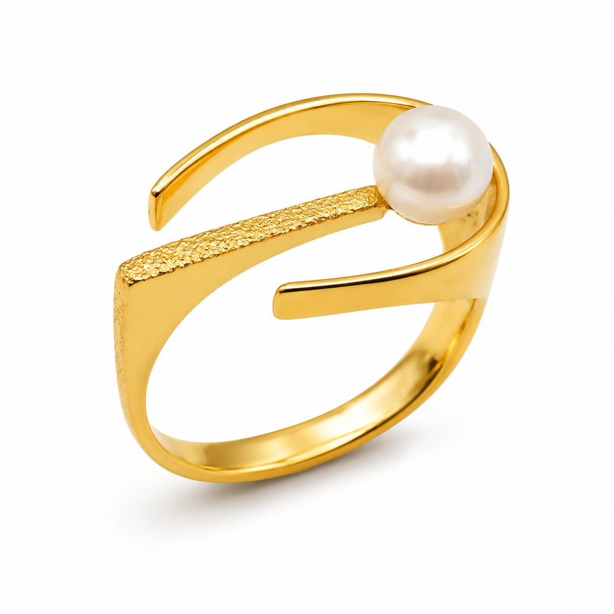 PEARL SPIRAL — ΔΑΧΤΥΛΙΔΙ ΑΣΗΜΙ 925 ΔΙΠΛΗ ΕΠΙΧΡΥΣΩΣΗ 18Κ ΜΕ ΜΑΡΓΑΡΙΤΑΡΙ