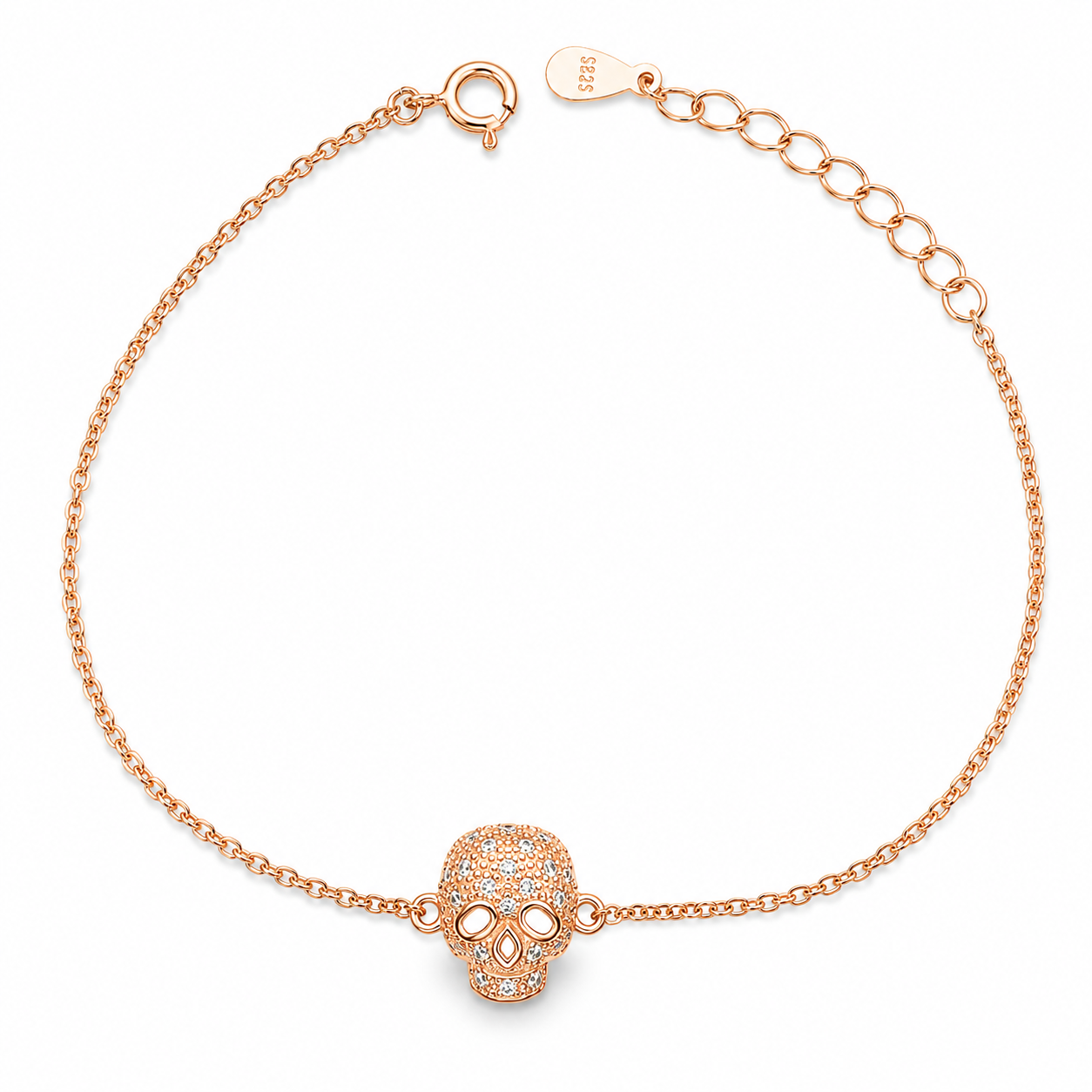 SKULL — ΒΡΑΧΙΟΛΙ ΚΡΑΝΙΟ ΜΕ ΖΙΡΓΚΟΝ ROSE GOLD