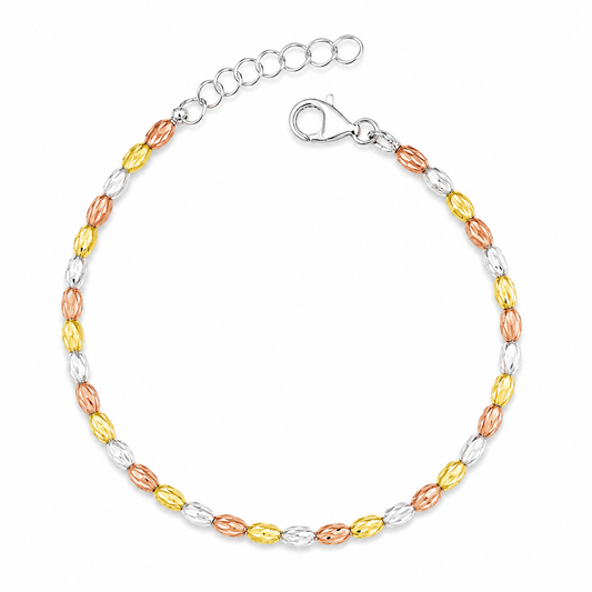 ΒΡΑΧΙΟΛΙ ΤΡΙΧΡΩΜΟ ΜΕ ΧΑΝΤΡΕΣ OVAL DIAMOND CUT