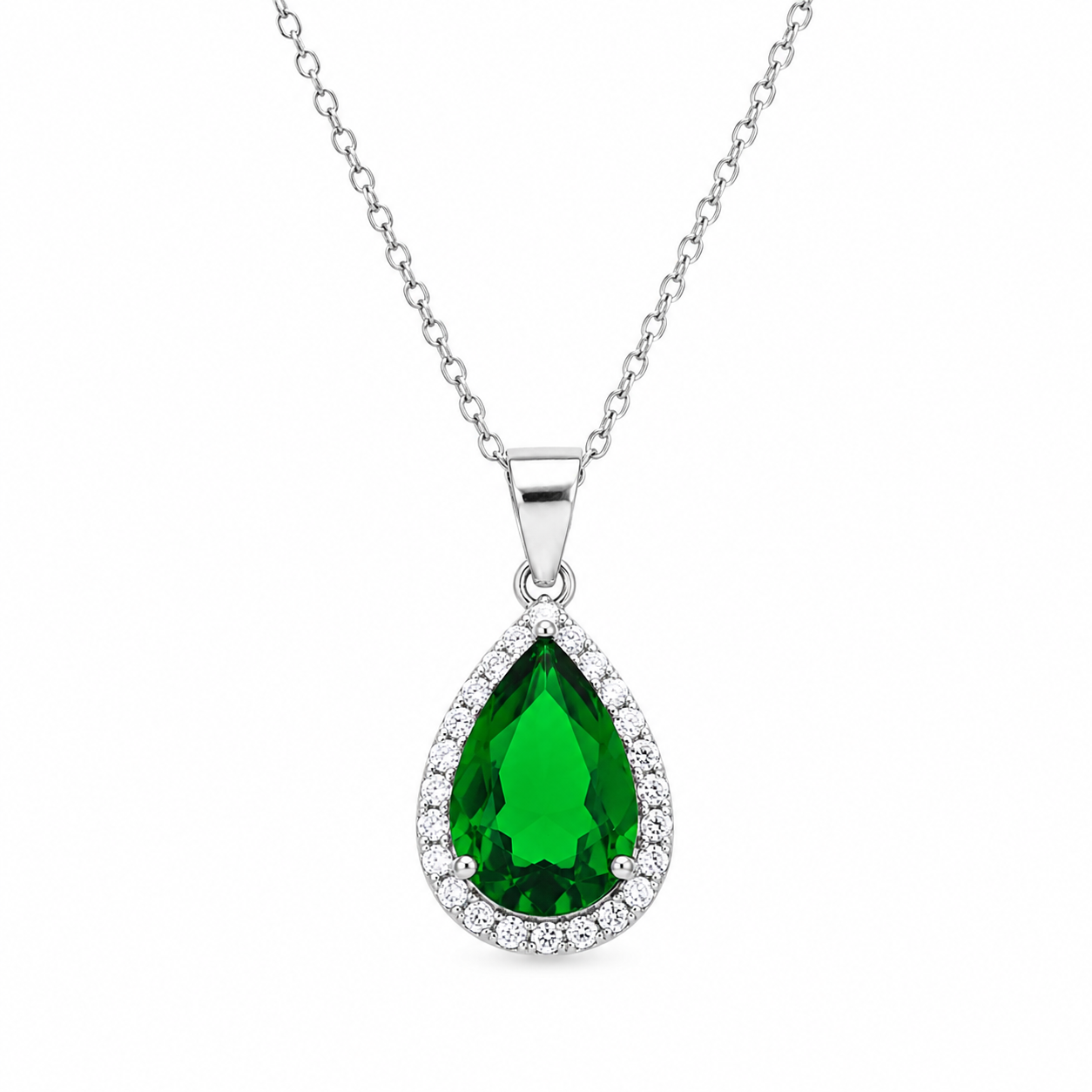 EMERALD DROP — ΚΟΛΙΕ ΣΤΑΓΟΝΑ ΠΡΑΣΙΝΟ ΚΡΥΣΤΑΛΛΟ ΜΕ HALO ΖΙΡΓΚΟΝ