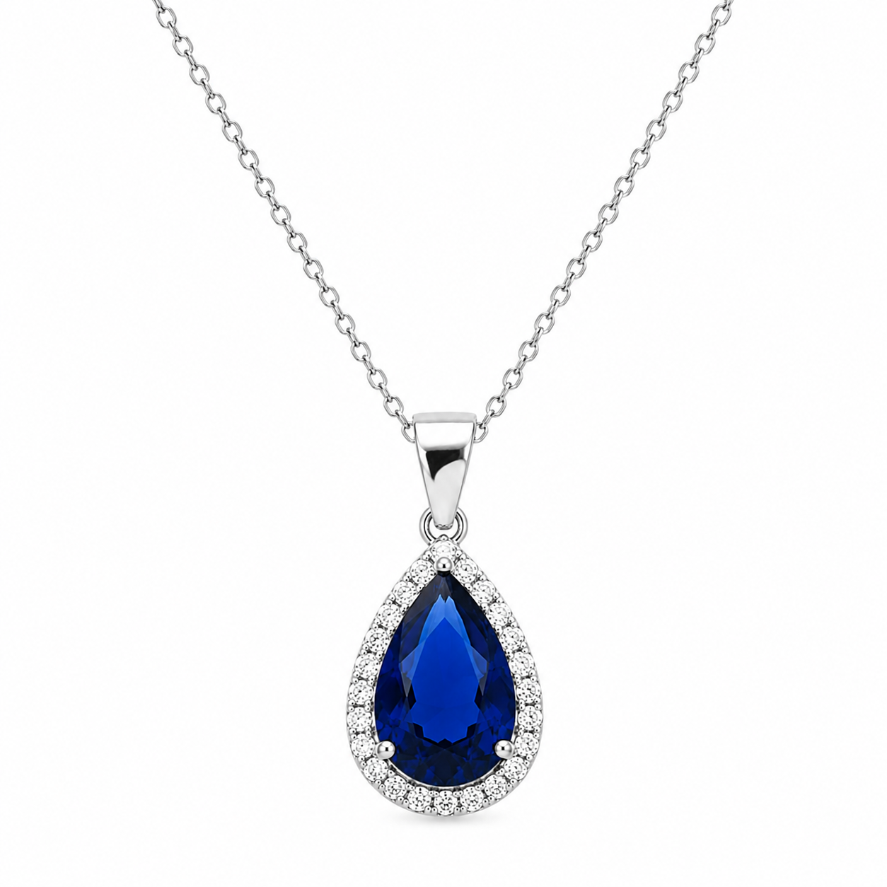 SAPPHIRE DROP — ΚΟΛΙΕ ΣΤΑΓΟΝΑ ΜΠΛΕ ΚΡΥΣΤΑΛΛΟ ΜΕ HALO ΖΙΡΓΚΟΝ