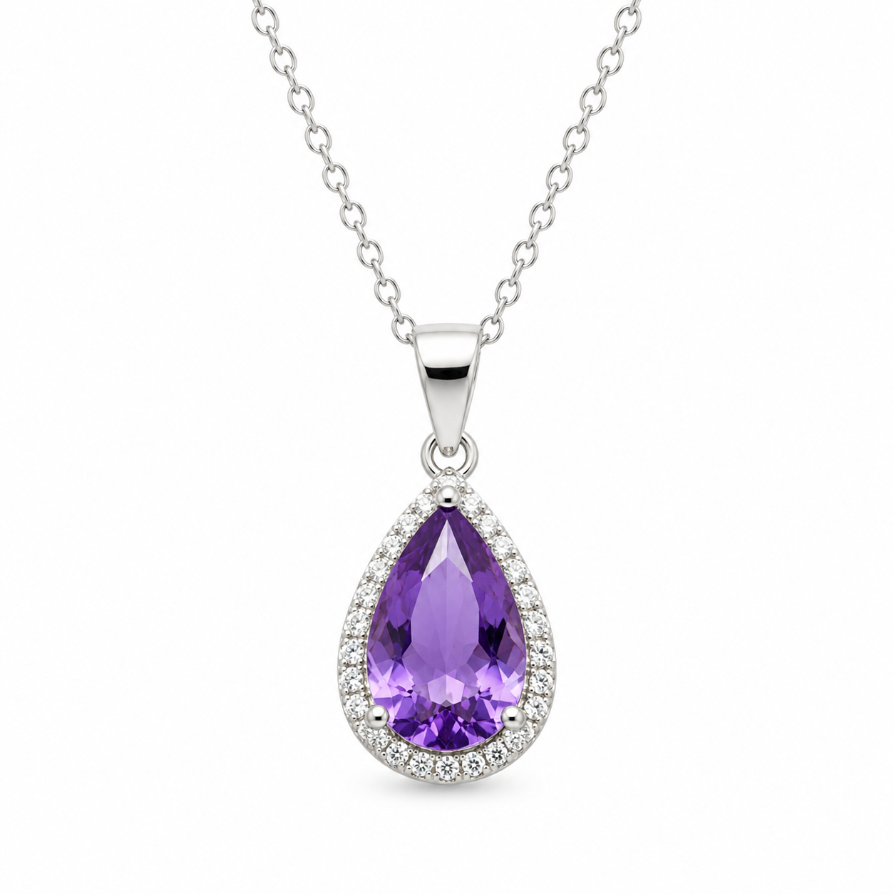 AMETHYST DROP — ΚΟΛΙΕ ΣΤΑΓΟΝΑ ΜΩΒ ΚΡΥΣΤΑΛΛΟ ΜΕ HALO ΖΙΡΓΚΟΝ
