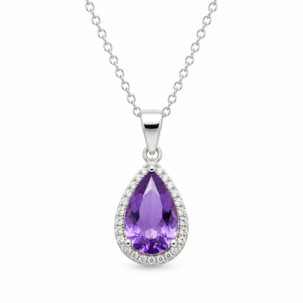 AMETHYST DROP — ΚΟΛΙΕ ΣΤΑΓΟΝΑ ΜΩΒ ΚΡΥΣΤΑΛΛΟ ΜΕ HALO ΖΙΡΓΚΟΝ