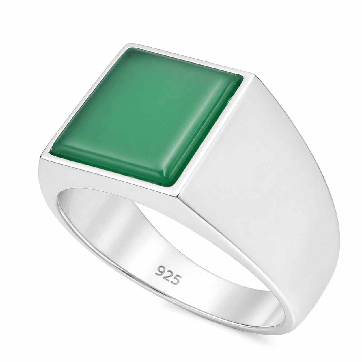 JADE — ΑΝΔΡΙΚΟ ΔΑΧΤΥΛΙΔΙ SIGNET ΜΕ ΠΡΑΣΙΝΟ ΑΧΑΤΗ