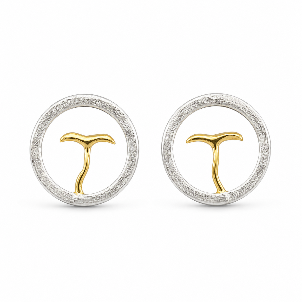 DOLPHIN CIRCLE — ΚΑΡΦΩΤΑ ΑΣΗΜΙ 925 TWO-TONE ΔΕΛΦΙΝΙ