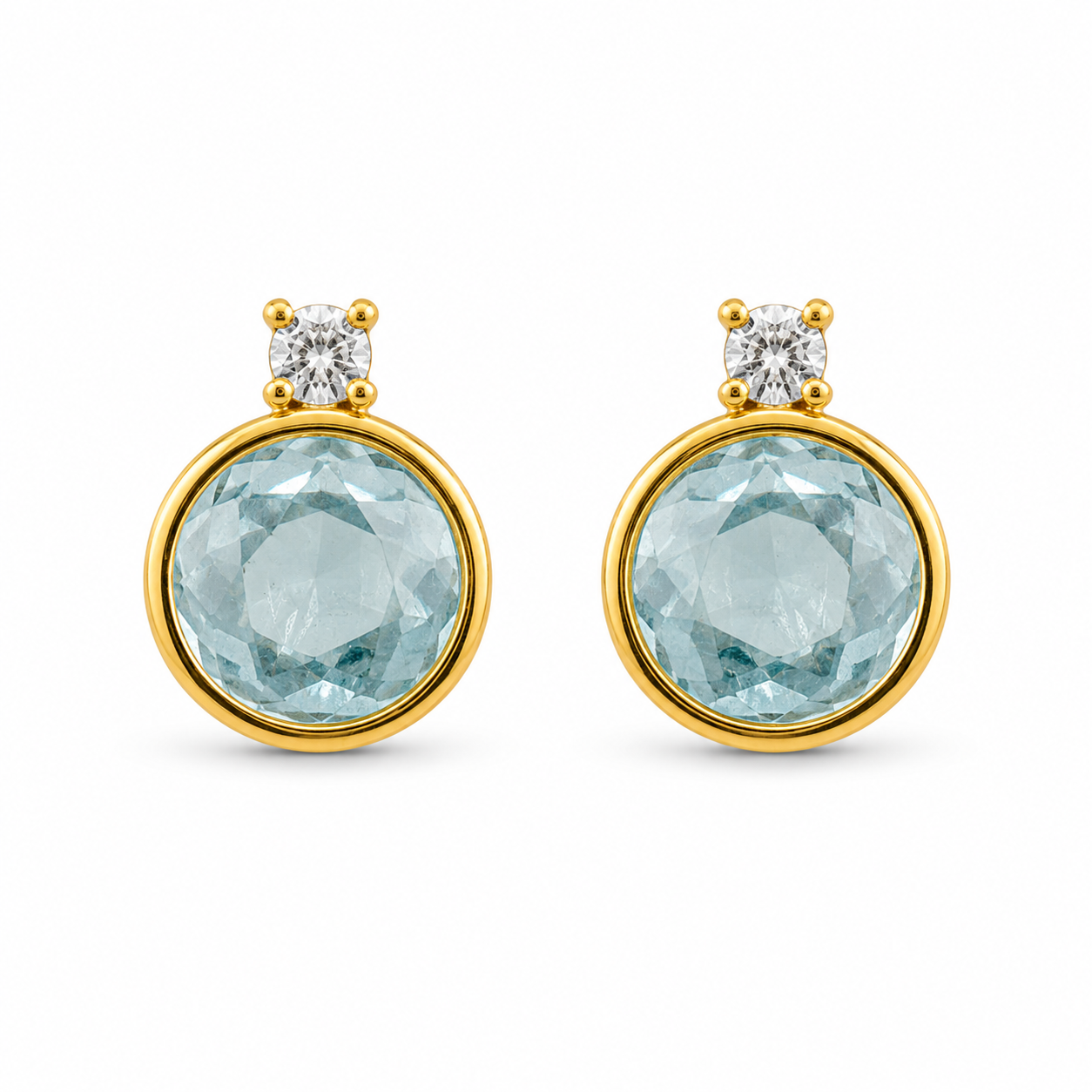 AQUAMARINE STUD — ΚΑΡΦΩΤΑ ΑΣΗΜΙ 925 ΕΠΙΧΡΥΣΟ ΗΜΙΠΟΛΥΤΙΜΗ ΠΕΤΡΑ