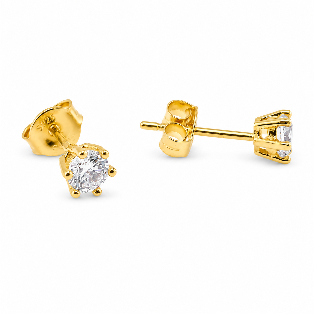 MINI SOLITAIRE ZIRCON STUD — ΚΑΡΦΩΤΑ ΑΣΗΜΙ 925 ΕΠΙΧΡΥΣΟ