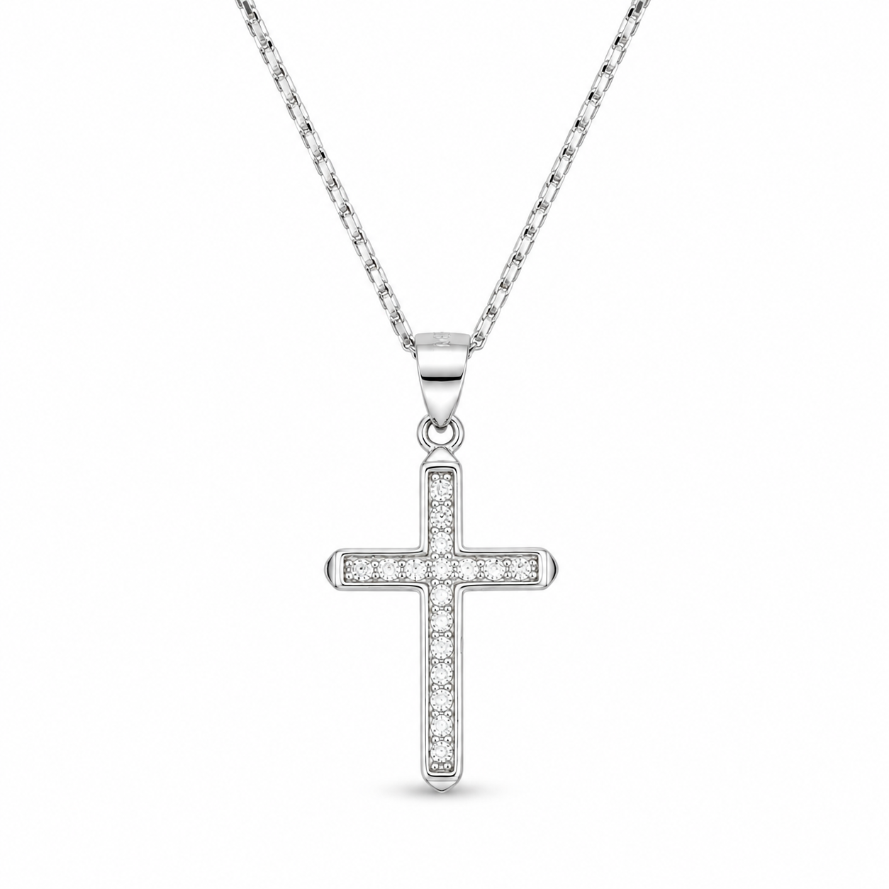 SLIM CROSS — ΚΟΛΙΕ ΣΤΑΥΡΟΣ ΑΣΗΜΙ 925 ΜΕ ΖΙΡΓΚΟΝ