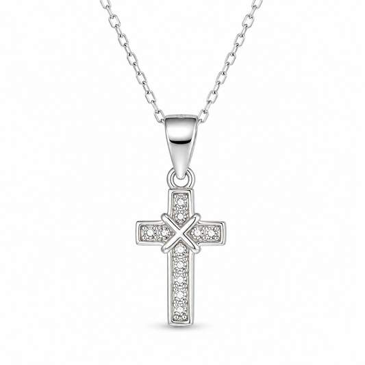 X CROSS — ΚΟΛΙΕ ΣΤΑΥΡΟΣ ΑΣΗΜΙ 925 ΜΕ ΖΙΡΓΚΟΝ