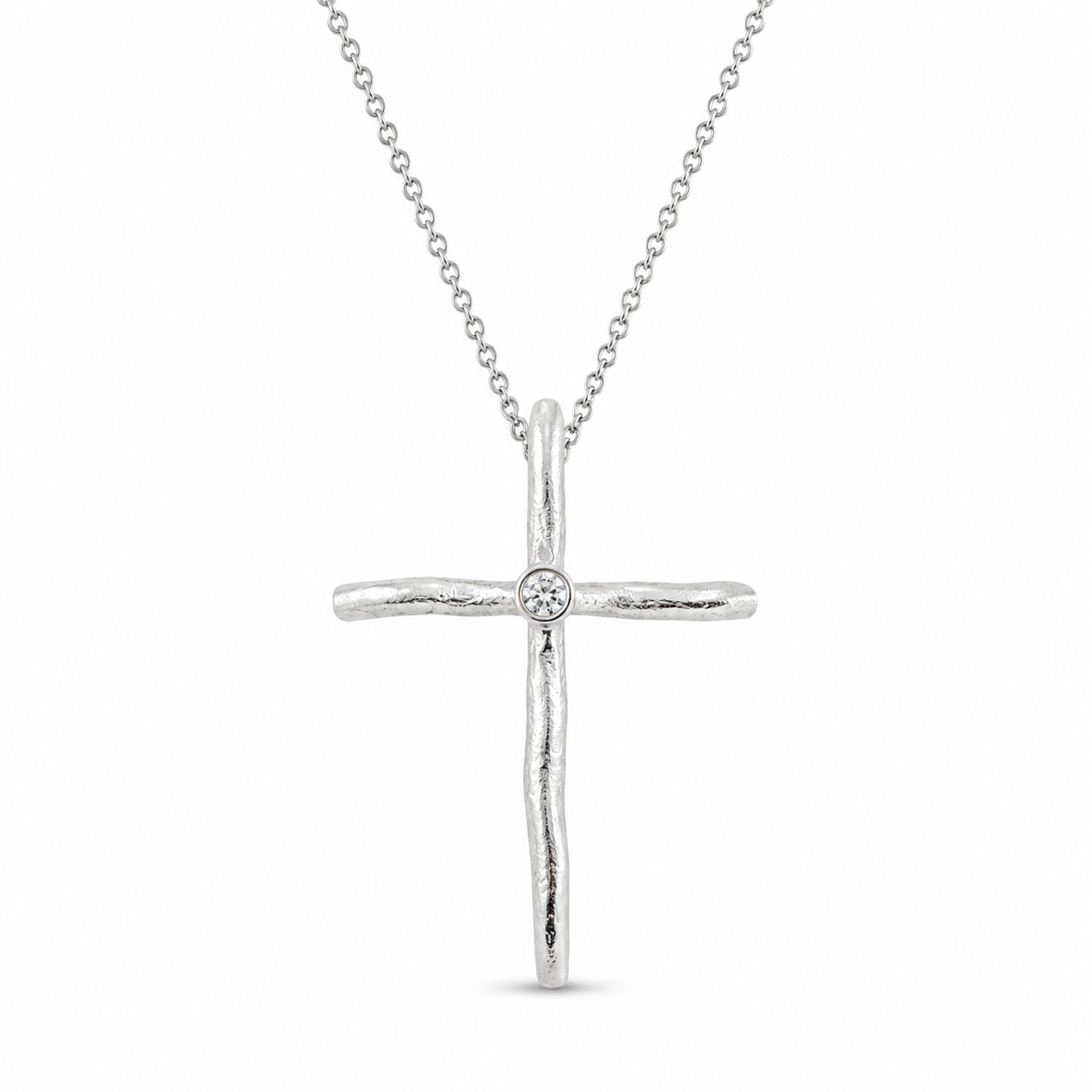 ORGANIC CROSS — ΚΟΛΙΕ ΣΤΑΥΡΟΣ ΑΣΗΜΙ 925 ΧΕΙΡΟΠΟΙΗΤΟΣ ΜΕ ΖΙΡΓΚΟΝ
