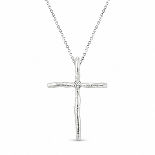 ORGANIC CROSS — ΚΟΛΙΕ ΣΤΑΥΡΟΣ ΑΣΗΜΙ 925 ΧΕΙΡΟΠΟΙΗΤΟΣ ΜΕ ΖΙΡΓΚΟΝ