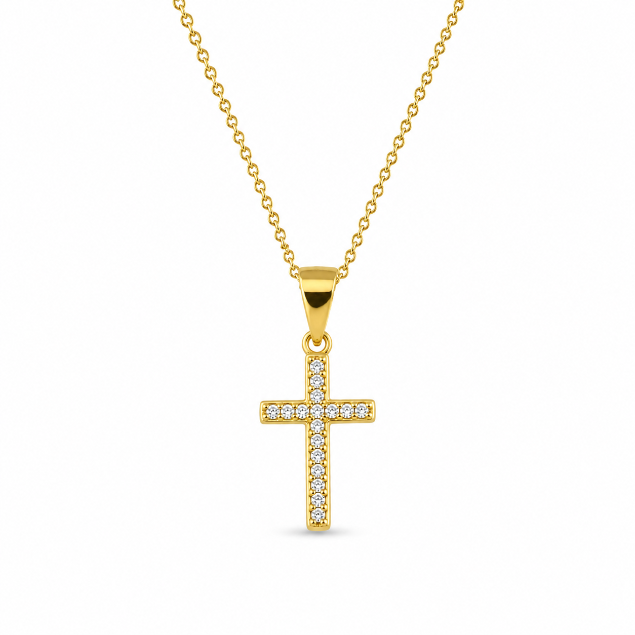 MILGRAIN CROSS — ΚΟΛΙΕ ΣΤΑΥΡΟΣ ΑΣΗΜΙ 925 ΕΠΙΧΡΥΣΟ ΜΕ ΖΙΡΓΚΟΝ