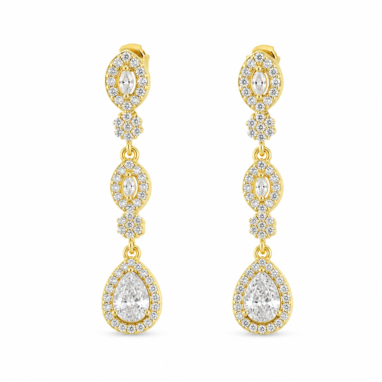 BRIDAL DROP — ΣΚΟΥΛΑΡΙΚΙΑ ΑΣΗΜΙ 925 ΕΠΙΧΡΥΣΟ ΜΕ ΖΙΡΓΚΟΝ