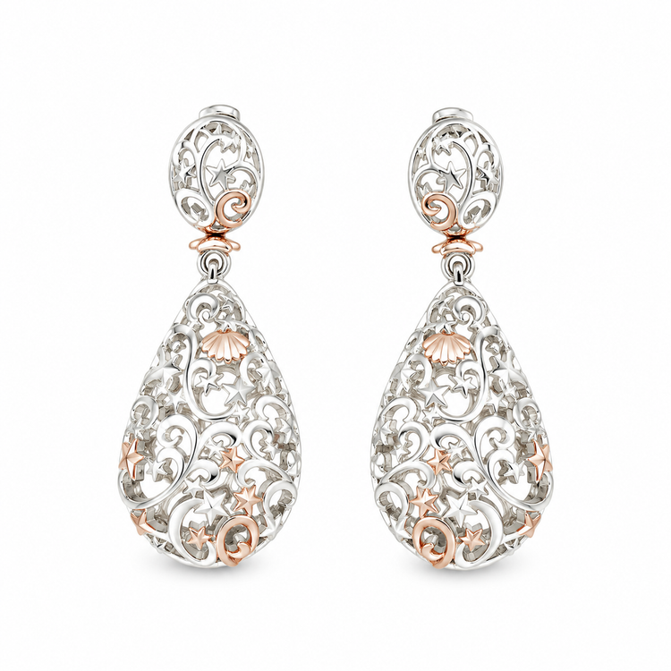FILIGREE DROP — ΣΚΟΥΛΑΡΙΚΙΑ ΑΣΗΜΙ 925 TWO-TONE ΜΕ ΡΟΖ ΧΡΥΣΟ