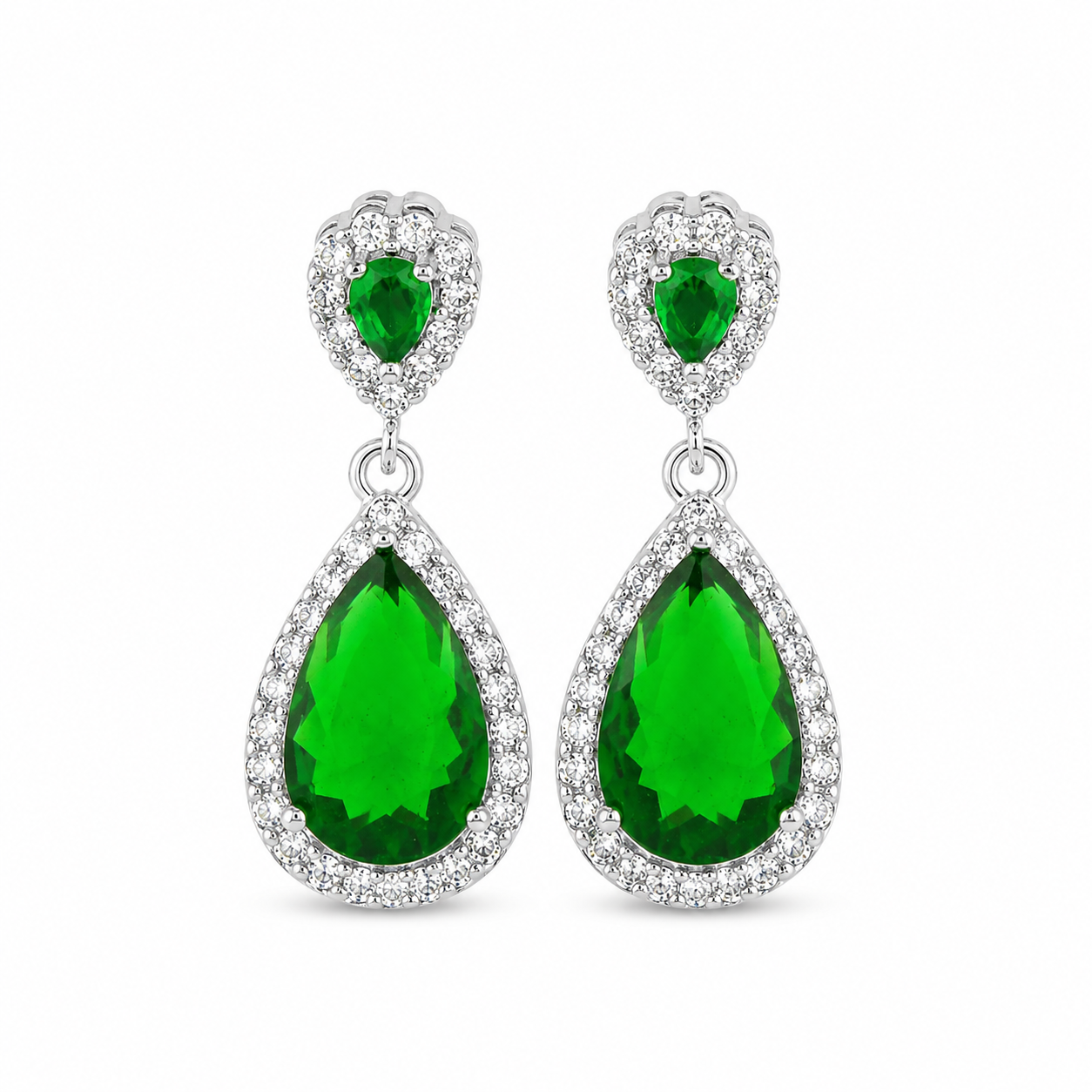 CRYSTAL PEAR DROP — ΣΚΟΥΛΑΡΙΚΙΑ ΑΣΗΜΙ 925 ΜΕ ΚΡΥΣΤΑΛΛΑ ΚΑΙ ΖΙΡΓΚΟΝ