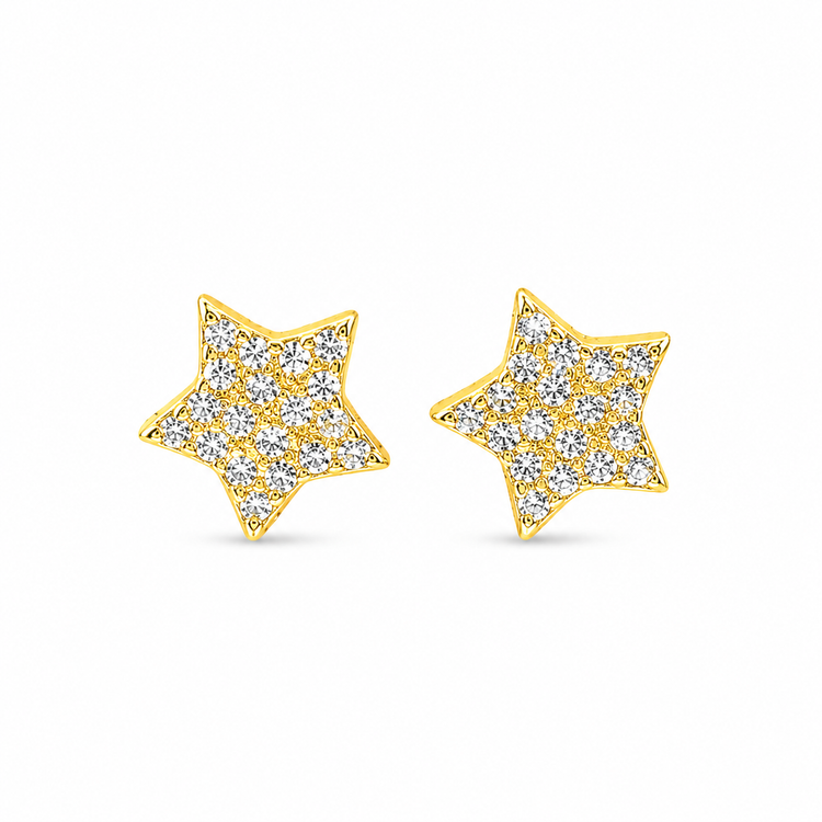 STAR PAVÉ STUD — ΠΑΙΔΙΚΑ ΚΑΡΦΩΤΑ ΑΣΗΜΙ 925 ΕΠΙΧΡΥΣΟ ΑΣΤΕΡΙ ΖΙΡΓΚΟΝ