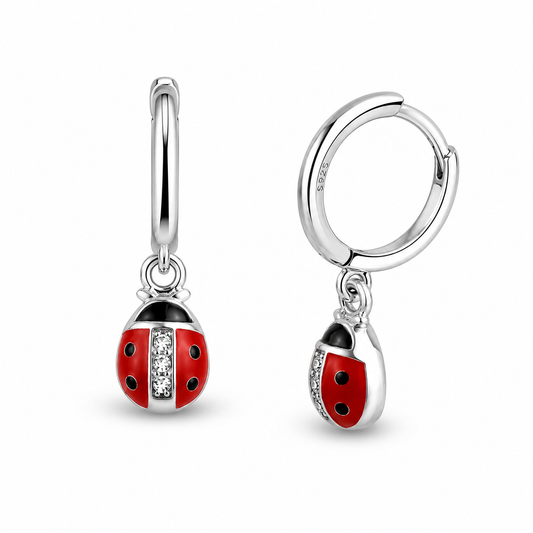 LADYBUG HOOP — ΠΑΙΔΙΚΑ ΣΚΟΥΛΑΡΙΚΙΑ ΑΣΗΜΙ 925 ΠΑΣΧΑΛΙΤΣΑ ΣΜΑΛΤΟ