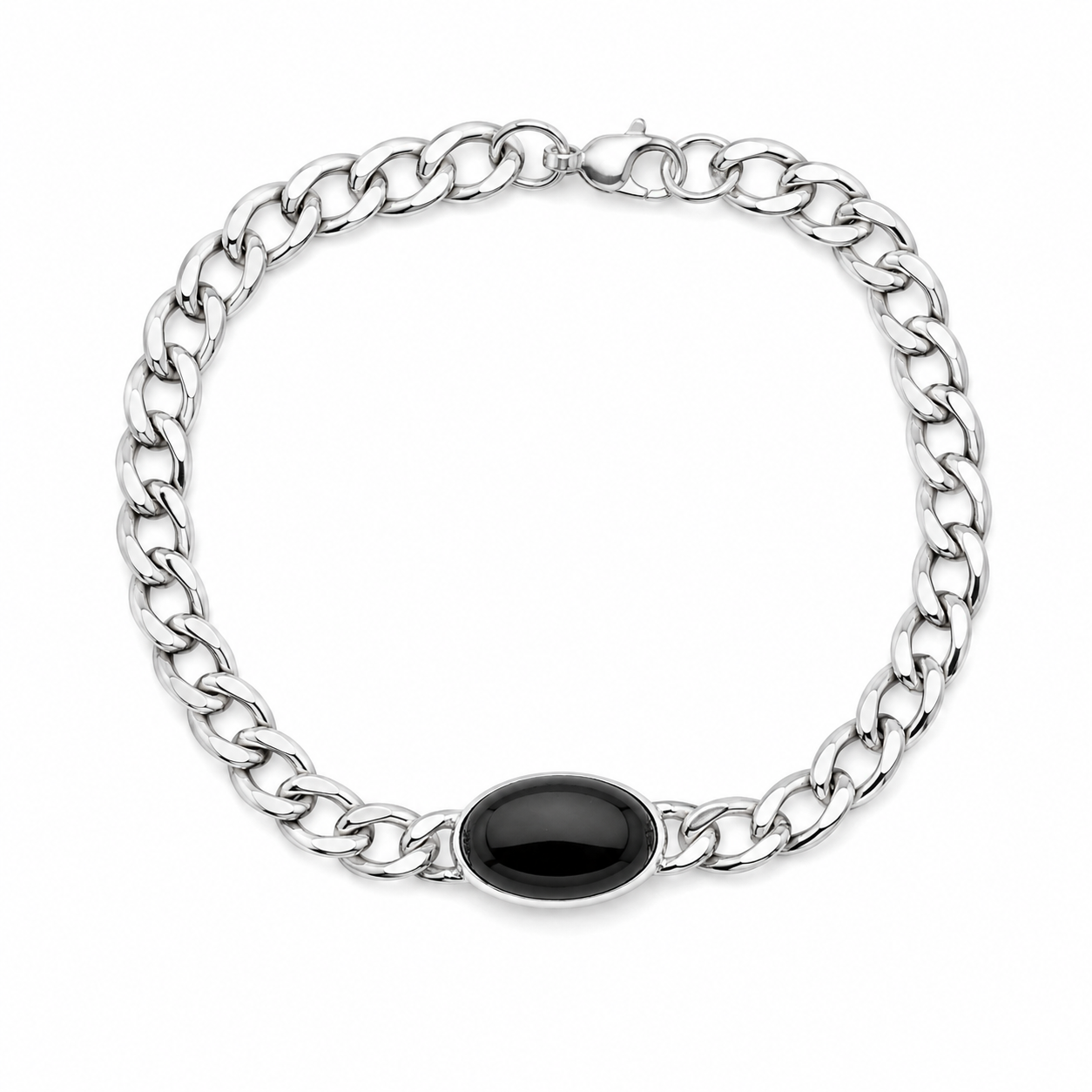 BLACK ONYX LINK — ΑΝΔΡΙΚΟ ΒΡΑΧΙΟΛΙ STAINLESS STEEL ΜΕ ΟΝΥΧΑ