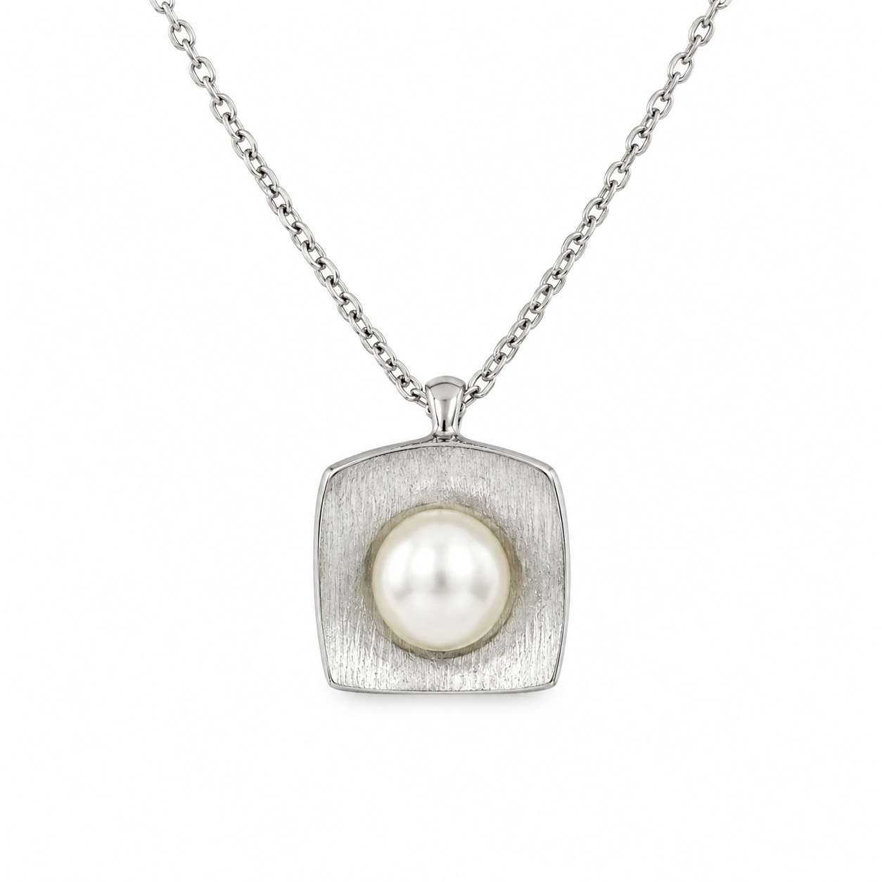 SQUARE PEARL — ΚΟΛΙΕ ΑΣΗΜΙ 925 ΜΕ ΦΥΣΙΚΟ ΜΑΡΓΑΡΙΤΑΡΙ