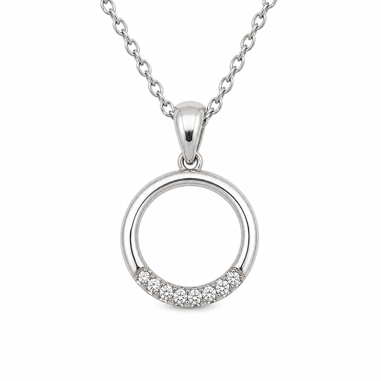 CIRCLE ZIRCON — ΚΟΛΙΕ ΑΣΗΜΙ 925 ΚΥΚΛΟΣ ΜΕ ΖΙΡΓΚΟΝ