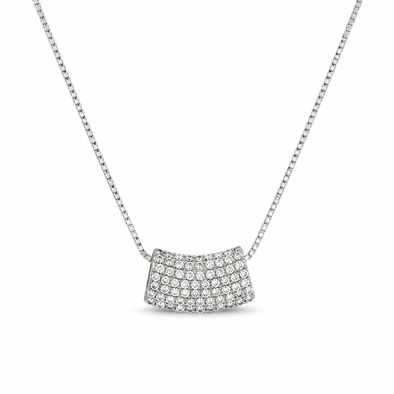 DOME PAVÉ — ΚΟΛΙΕ ΑΣΗΜΙ 925 ΜΕ ΛΕΥΚΑ ΖΙΡΓΚΟΝ