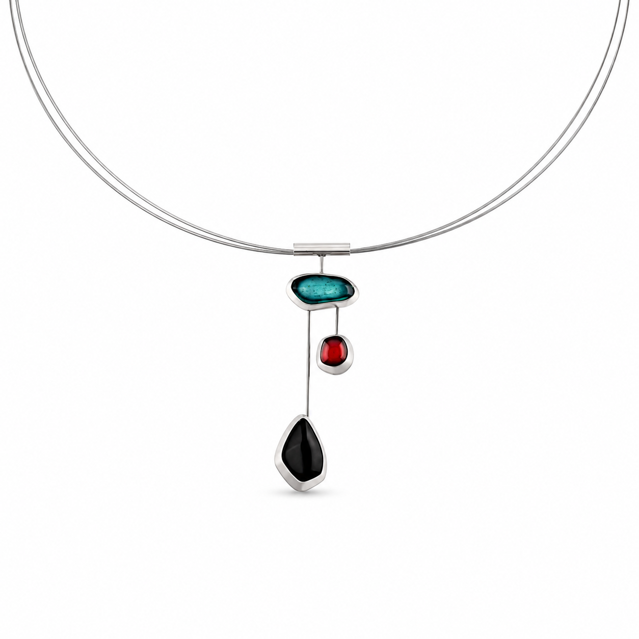 TRIO DROP — ΚΟΛΙΕ ΤΡΙΠΛΟ PENDANT ΜΕ ΓΥΑΛΙ & ΣΜΑΛΤΟ