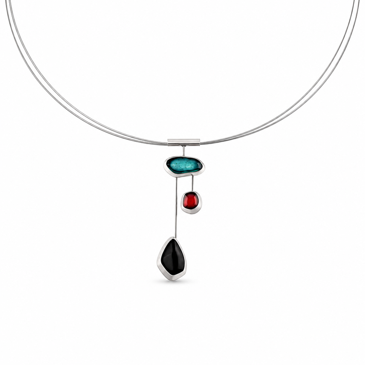 TRIO DROP — ΚΟΛΙΕ ΤΡΙΠΛΟ PENDANT ΜΕ ΓΥΑΛΙ & ΣΜΑΛΤΟ