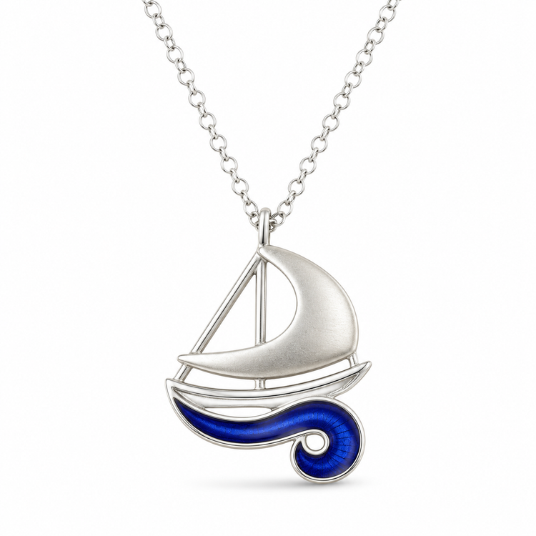 SAILBOAT — ΚΟΛΙΕ ΑΣΗΜΙ 925 ΜΕ ΜΠΛΕ ΣΜΑΛΤΟ