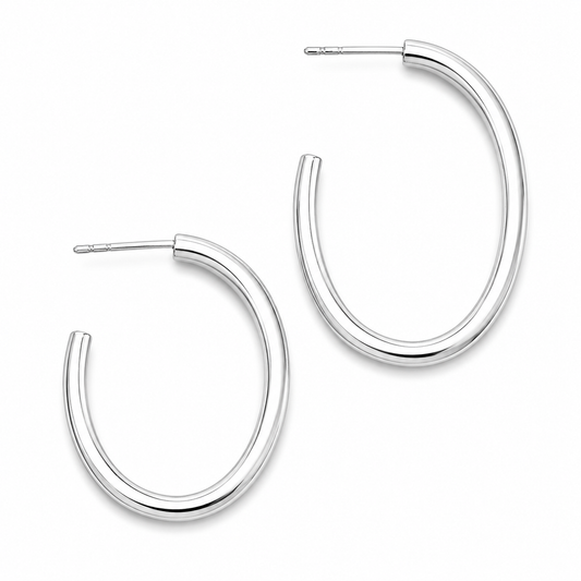 CHUNKY OVAL HOOP — ΚΡΙΚΟΙ ΑΣΗΜΙ 925 ΦΑΡΔΥΣ