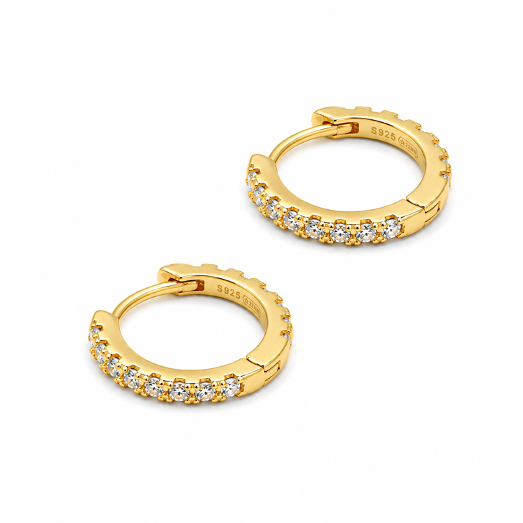 XS PAVÉ HUGGIE — ΚΡΙΚΟΙ ΑΣΗΜΙ 925 ΕΠΙΧΡΥΣΟ ΜΕ ΖΙΡΓΚΟΝ