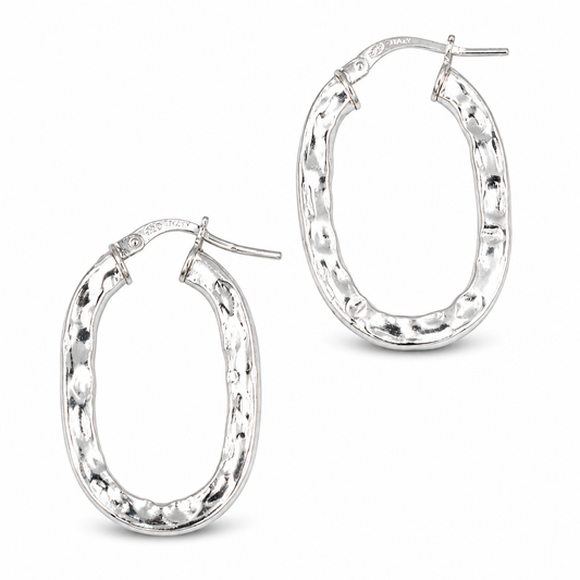 HAMMERED OVAL HOOP — ΚΡΙΚΟΙ ΑΣΗΜΙ 925 ΣΦΥΡΗΛΑΤΟΙ