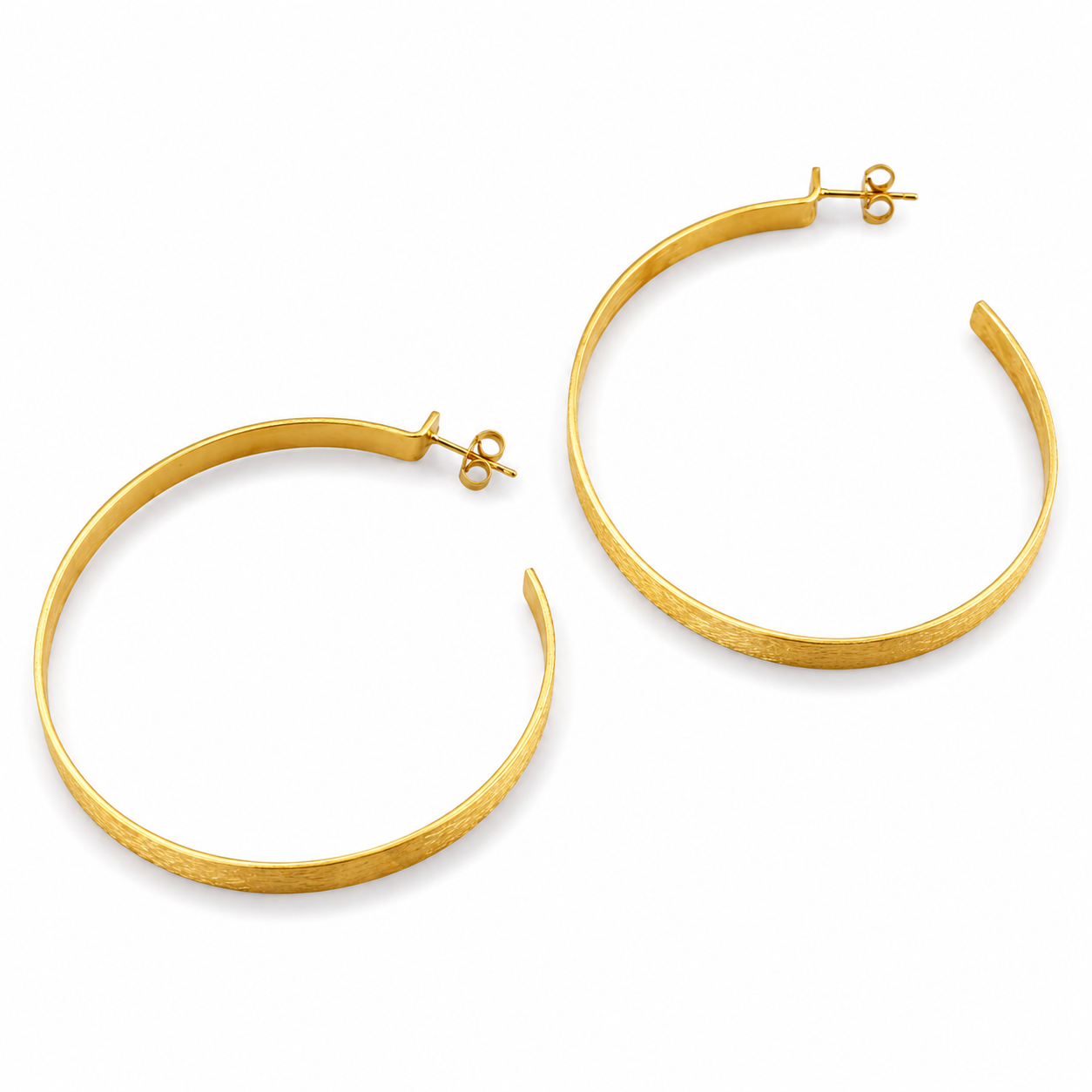 MAXI BRUSHED HOOP — ΚΡΙΚΟΙ ΑΣΗΜΙ 925 ΕΠΙΧΡΥΣΟ ΑΝΟΙΧΤΟΙ