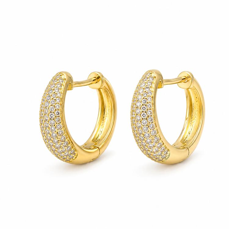 DOME PAVÉ HUGGIE — ΚΡΙΚΟΙ ΑΣΗΜΙ 925 ΕΠΙΧΡΥΣΟ ΜΕ ΖΙΡΓΚΟΝ