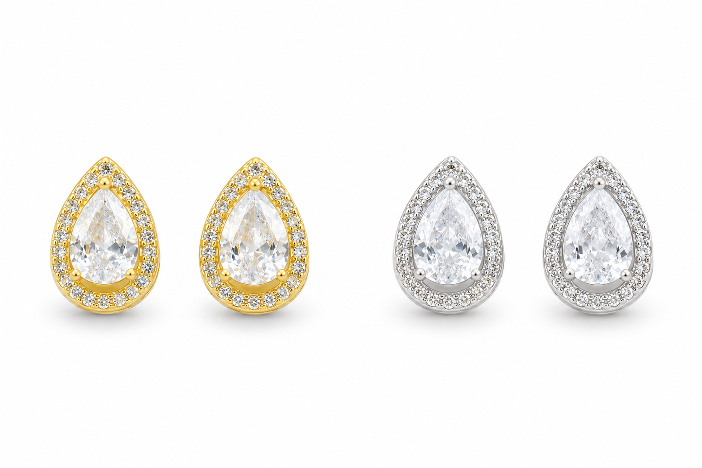 PEAR HALO STUD — ΚΑΡΦΩΤΑ ΑΣΗΜΙ 925 ΜΕ ΖΙΡΓΚΟΝ