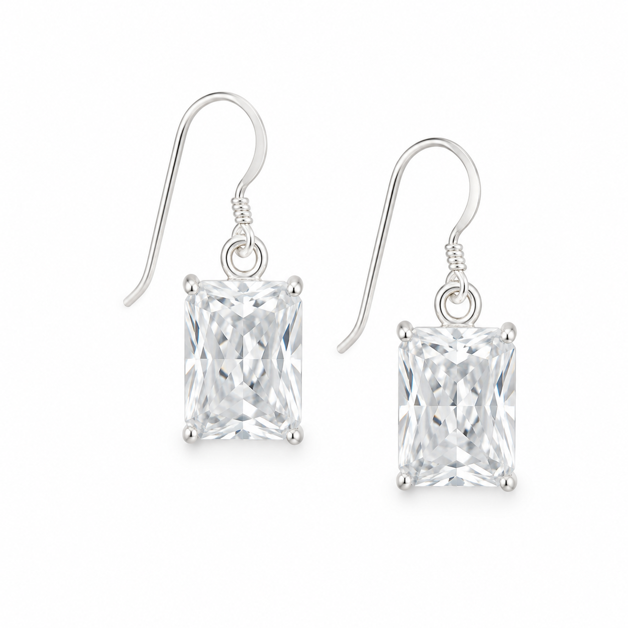 EMERALD CUT — ΣΚΟΥΛΑΡΙΚΙΑ ΑΣΗΜΙ 925 ΚΡΕΜΑΣΤΑ ΜΕΓΑΛΟ ΖΙΡΓΚΟΝ