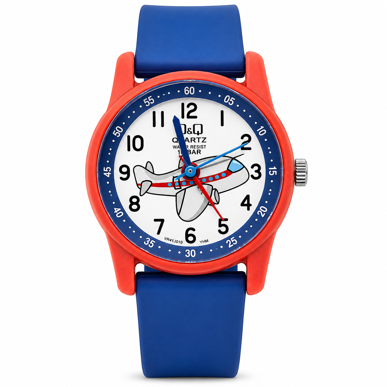 Q&Q AIRPLANE — ΠΑΙΔΙΚΟ ΡΟΛΟΙ QUARTZ ΑΕΡΟΠΛΑΝΟ ΚΟΚΚΙΝΟ ΜΠΛΕ