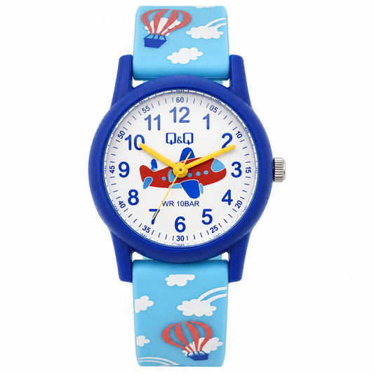 Q&Q SKY ADVENTURES — ΠΑΙΔΙΚΟ ΡΟΛΟΙ QUARTZ ΑΕΡΟΠΛΑΝΟ ΑΕΡΟΣΤΑΤΟ ΜΠΛΕ